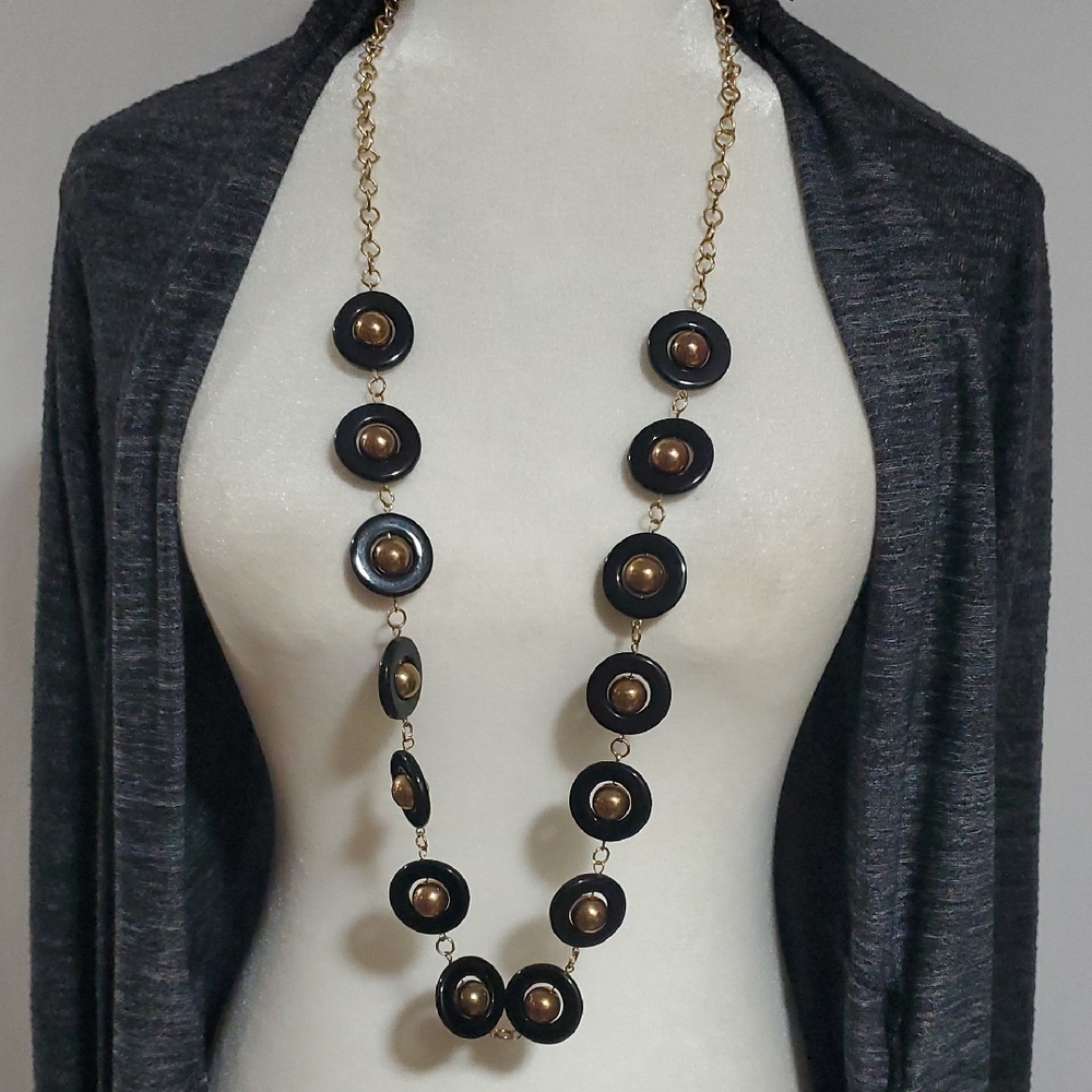 Elegant Black and Gold Necklace 20" ×2